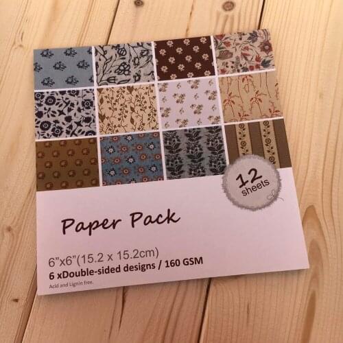 6 inch Double-sided Retro Floral scrapbook paper origami paper 12sheets,DIY Handmade Home deco gift arts and crafts