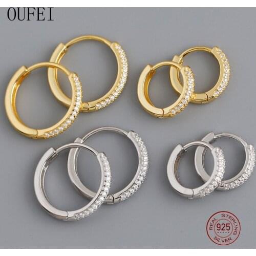925 Sterling Silver Hoop Women Round Large And Small Earrings Zircon Fashion Noble Luxury Accessories Earrings Girls Gifts 2020