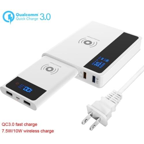 QI Wireless Mobile Phone Charger for iPhone Quick Charge 3.0 + 10W + Removeable Power Bank 3 in 1 Fast Charging Power Adapter
