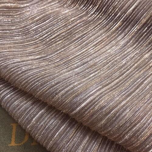 2 meters 150cm 59" width champagne gold shiny ultra-fine pleated accordion mesh tulle fabric for evening dress clothes MM447