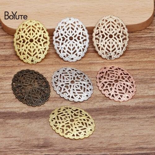 BoYuTe (50 Pieces/Lot) 30*24MM Arched Oval Metal Brass Filigree Findings Diy Hand Made Jewelry Materials Wholesale