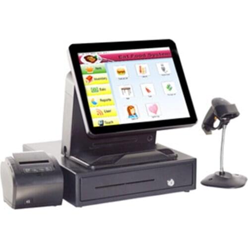 Factory Price 15 Inch Restaurant Night club POS System POS Terminal With Thermal Printer Cash Drawer