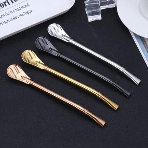 Spoon Tea Filter Yerba Mate Tea Straws Stainless Steel Drinking Straw Bombilla Gourd Reusable Tea Tools Washable Bar Accessories