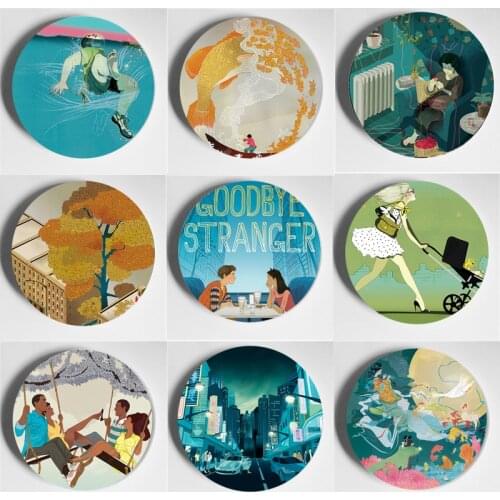 Marcos Chin Painting Decorative Plate High Quality Beautiful Wall Plate Home Living Room Bar Art Plate Ceramic Handcrafts