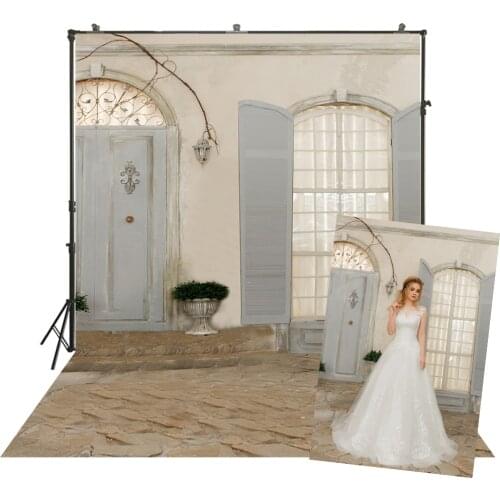 White Wood Door Stone Floor Background Photocall Photo Studio Wedding Bridal Photography Backdrop Baby Kids Portrait Wallpaper