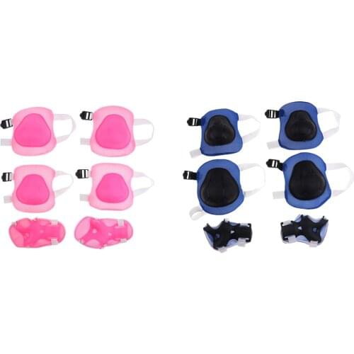 EVA Child Kids Protective Gear Set Knee Elbow Pads with Wrist Guards for Cycling ,Bike, Roller, Skating, Volleyball Pink Blue