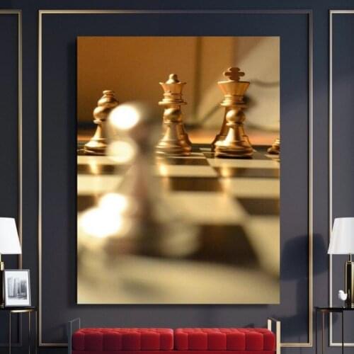 HD Prints Picture Home Decor Exquisite Chessboard Paintings Gold 1 Panel Canvas Modular Poster For Bedroom Wall Art No Framework