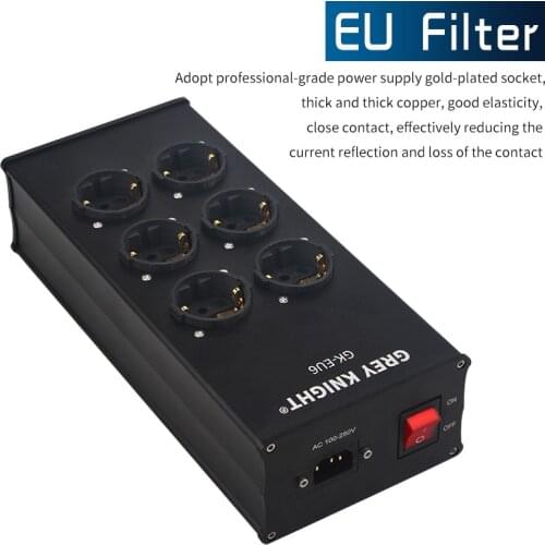 HiFi Audio AC Power Conditioner Purifier 6 Hold EU Socket Aluminum Power Filter