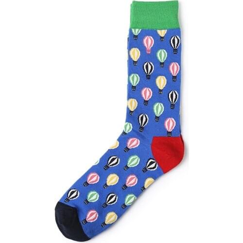 Classic hot air balloon cotton socks mens personality Harajuku style long socks