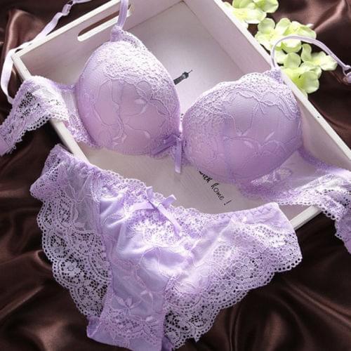 Push Up Bra Lace Bra And Panty Set Women’s Embroidery Deep V Lingerie & Knickers