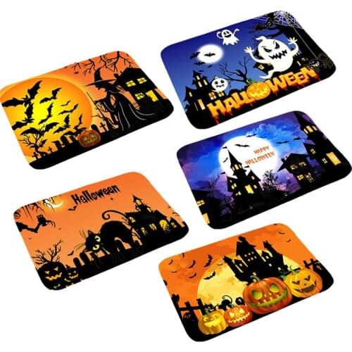 Halloween Pumpkin Carpet Non-slip Thick Door Mat for Kitchen Bedroom
