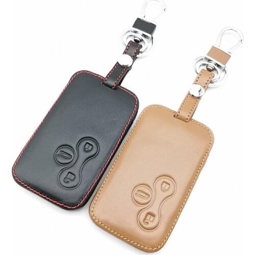 3 Buttons Leather Car Key Case Skin Protector Smart Card For Renault Clio Megane 2 3 Koleos Logan Scenic Protect Shell