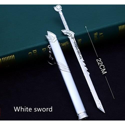 Alloy Sword Weapon Creative Birthday Gift Home Ornaments Exhibition Props Black And White Sword Halloween Gift Rings/chains