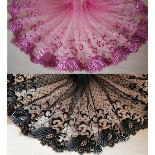 2 Yds Lace Trim Flowers Floral Embroidered Tulle Lace 7" Wide Doll Dress Underwear Costume DIY Craft Supplies