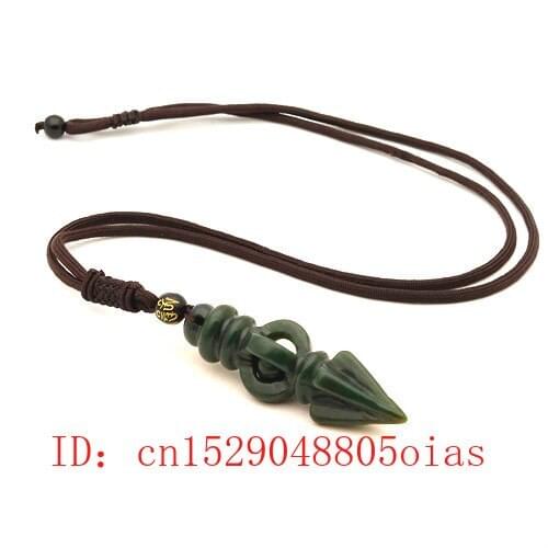 Natural Green Chinese Hetian Jade Instrument Pendant Necklace Fashion Charm Jewellery Carved Buddhism Amulet Gifts for Women