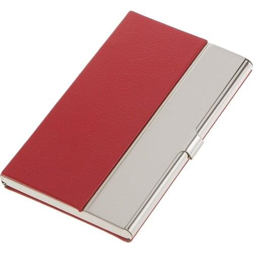 Stainless Steel Business Card Name Credit Card Holder Case-Red