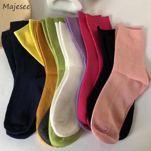 Socks Women 17 Colors 3 Pairs All-match Classic College Breathable Solid Simple Summer Thin Japanese Soft Harajuku Retro Femme