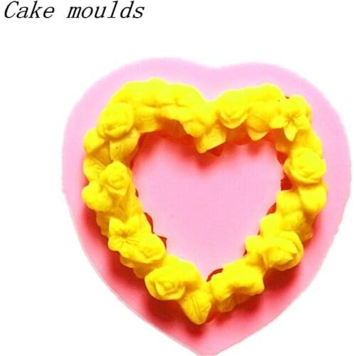 Wholesale Silicone mold K086 Mini Love Wreath shape Decoration Fondant Cake mold Clay mold