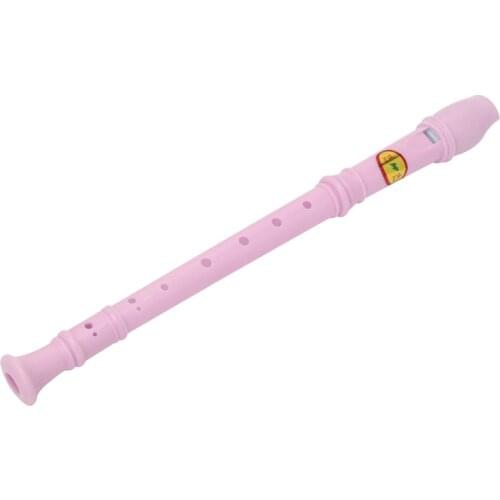 1PC Plastic Musical Instrument Soprano Recorder Long Flute 8 Holes Pink