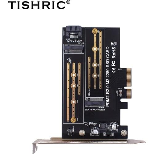 TISHRIC Adapter Board Classic Double Interface Double Baffle Support NVME NGFF Dual Protocol Pcie 4X Plug SSD Expansion Card