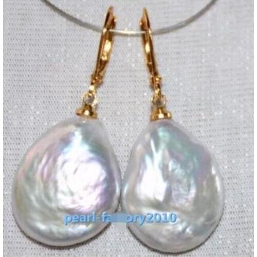 Free delivery charm 13-14mm South China Sea pendant Pearl Earring 14K