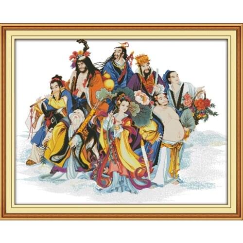 Needlework,DIY silk Cross stitch kit threads, embroidered Cross-stitch,11ct printed pattern Eight Immortals crossing the sea myt