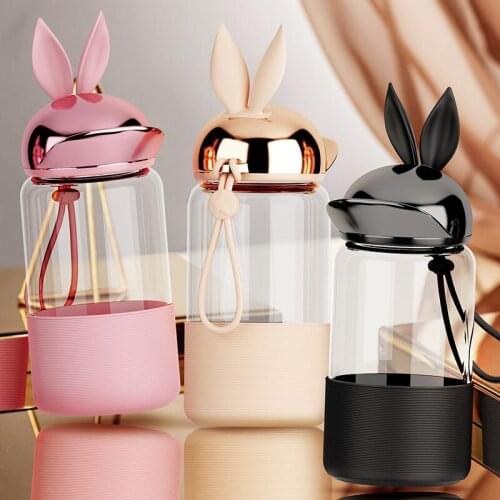 Lovely Cats Glass Children Water Bottle With Outdoor Cute Fashion Leak proof Water Cup for Girls Student Sport Drink Bottles