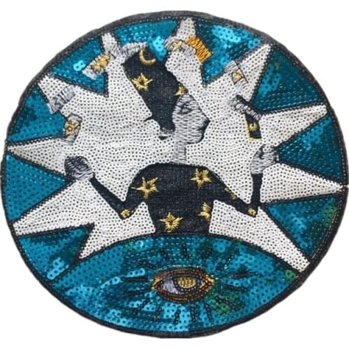 Fine Sequins Patches Witch Embroidery Paillette Appliques Cartoon Eyes Stickers Sew On Clothes Badges for Clothing Decor