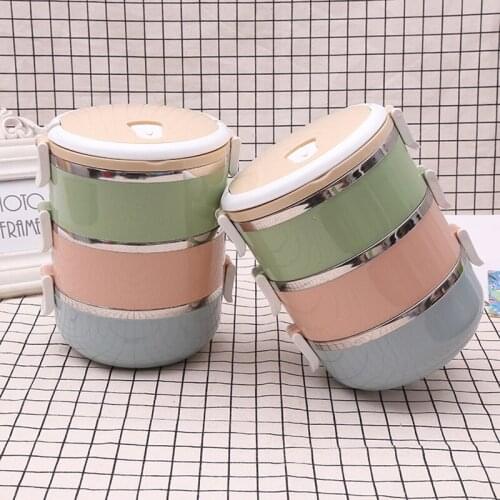 AHTOSKA Stainless Steel Three layers Lunch Boxs Containers With Compartments Bento Box Kids Picnic Food Containers