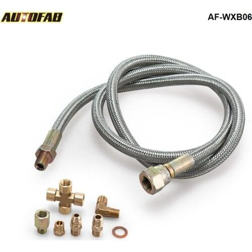 Universal Braided SSTurbocharger Turbo Inlet 36" Oil Feed Line+1/8 Npt Fitting Kit For T3/T4 Turbocharge AF-WXB06