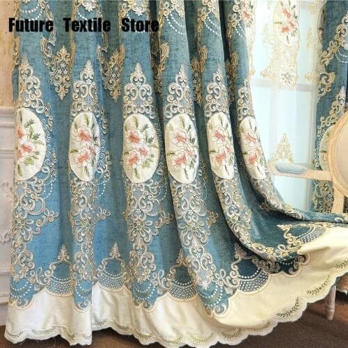 Slow Soul Europe Embroidered Floral Curtains For The Living Room Luxury Coffee Blue Purple Pink And Drapes Tulle Bedroom Kitchen
