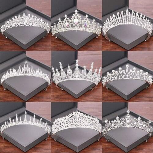Newest Rhinestone Bride Tiaras and Crown Wedding Hair Accessories Bridal Crown Silver Color Wedding Crystal Tiara Headpiece