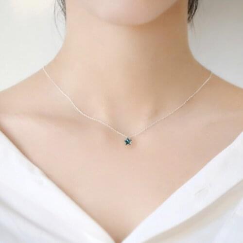 Vintage Blue Star Choker Necklace For Women Long Chains Statement Necklace 2021 New Trendy Jewelry Gift