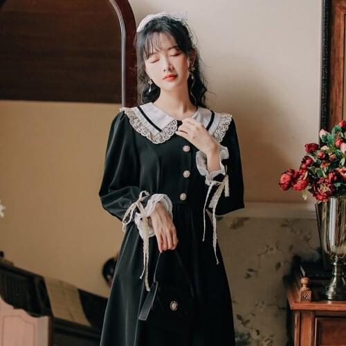 2020 new fashion womens clothing Peter pan Collar Full Vintage dress women