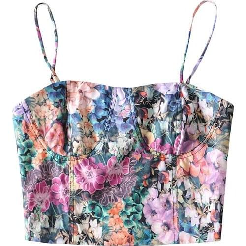 2021 New Print Hit Color Vest For Female Square Collar Sleeveless Off Shoulder Womens Sexy Vest Fashion Tide Streetwear