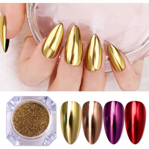 Gold Silver Mirror Powder Super Shine Nail Glitter Colorful Metallic Chrome Dust Nail Art UV Gel Polish Pigment Powder For Nails