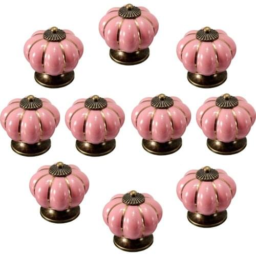 10pcs High Quality Lovely Cute Rural Pumpkin Ceramic and zinc Alloy Drawer Cabinet Cupboard Door Knob Furniture Handle