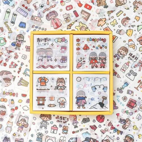 100 Sheets/box Soft Cloakroom Series Cute Girl Decorative Washi Sticker DIY Craft Notebook Computer Handbook Kawaii Sticker