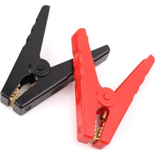 2pcs Copper Insulated Alligator Clips Red Black Testing Clamps For Car Battery Clip Power Test Cables
