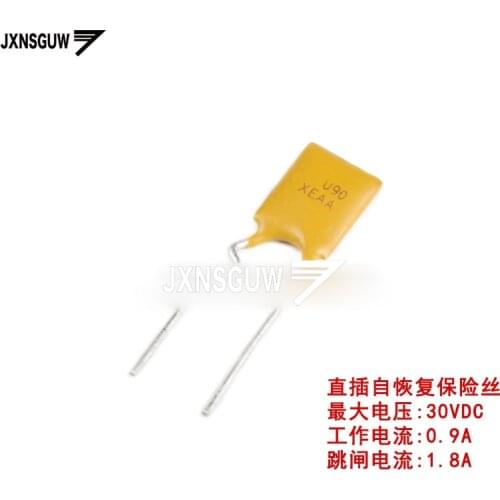 20PCS 30V 0.9A PPTC straight Insert Self-recovery fuse 30V 900mA Pin pitch 5mm