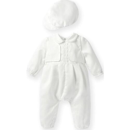 2021 Thanksgiving Infant Baby Clothing Set Baby Romper with Hat 100 Cotton Baby Boy Clothes Baptism Baby Boy Clothes RBS195001