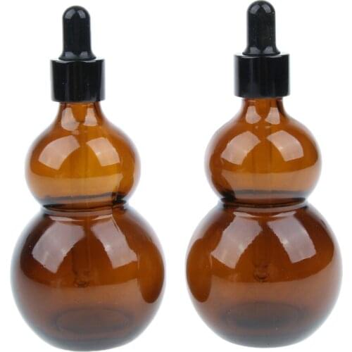 2x Empty Brown Glass Dropper Bottles with Pipette for Essential Oil 50/100ml