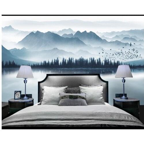 3d wallpaper Custom High end 3d murals wallpaper for walls 3 d Ink landscape reflections birds bedroom sofa background wall
