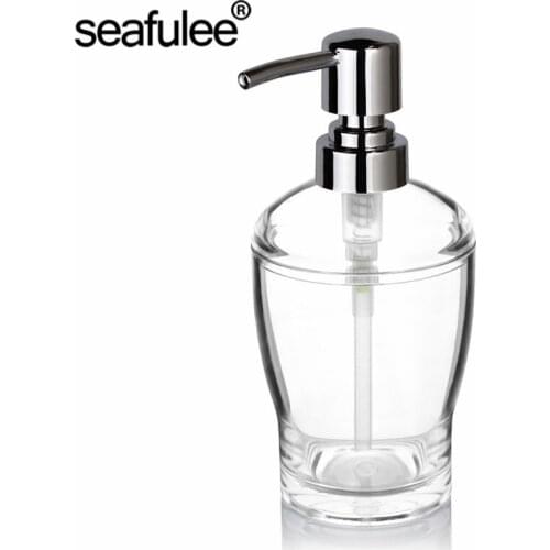 Acrylic Liquid Lotion Soap Dispenser Pump Bottle Transparent/Chrome Kitchen Dishwashing Bathroom Countertops 10 OZ (Clear)