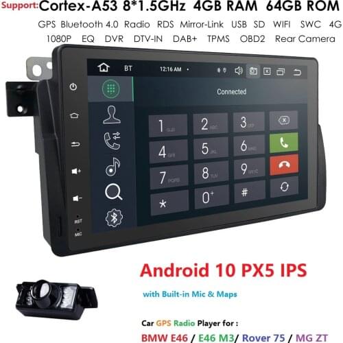 IPS Android 10 2+16G/4G+64G Car GPS Radio stereo For BMW E46 M3 Land Rover 75 3 Series Autoaudio multimedia navigation DAB+ CAM