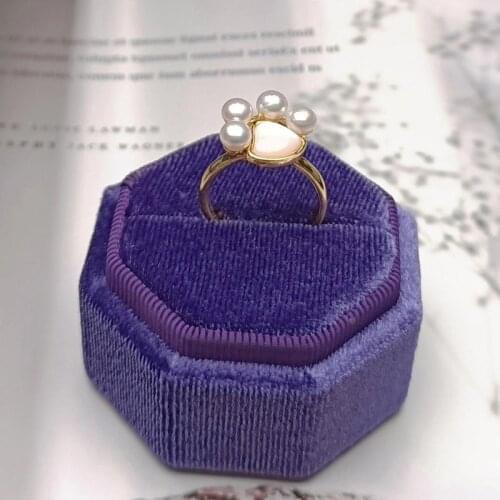 White Natural Freshwater Open Pearl Rings Fashion Jewelry Lovely Shell Cat Paw Engagement Rings for Women