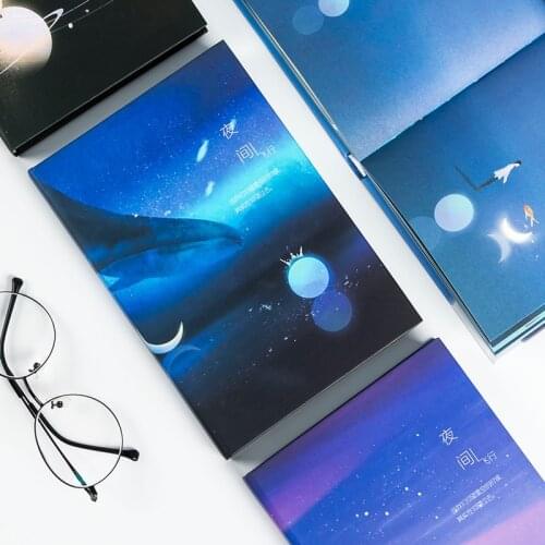 "Night Fly" Hard Cover Diary Beautiful Journal Colored Papers Study Notebook Notepad Stationery Kids Gift for Students