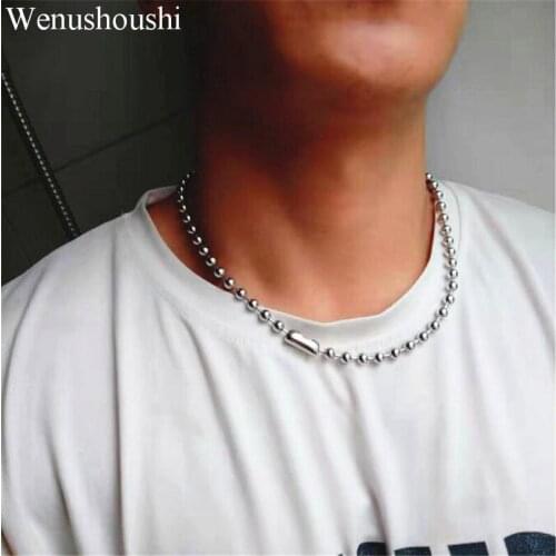 6MM thick stainless steel beads chains necklaces for women men hip hop punk chokers necklaces rock street chic necklace gifts