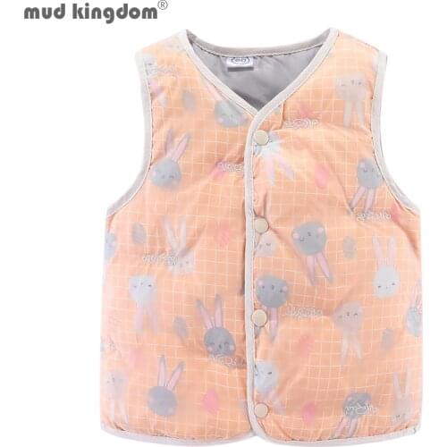 Mudkingdom Autumn Winter Warm Jacket For Kids Printed Children Coats Outerwear Sleeveless Clothes Down Vest Baby Girl Jacket