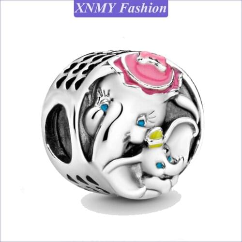 European Silver Color Bead Cartoon Mother Love Elephant Mother And Child Charm Fit Original Pandora Charms Bracelet Diy Jewelr